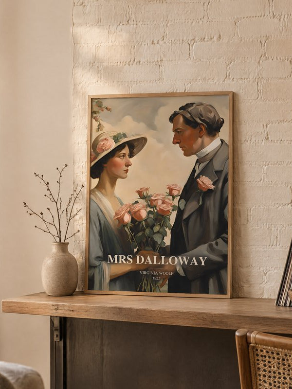 Mrs Dalloway poster, framed in a room
