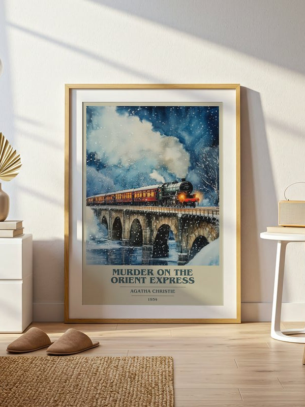 Murder On The Orient Express poster, framed in a room