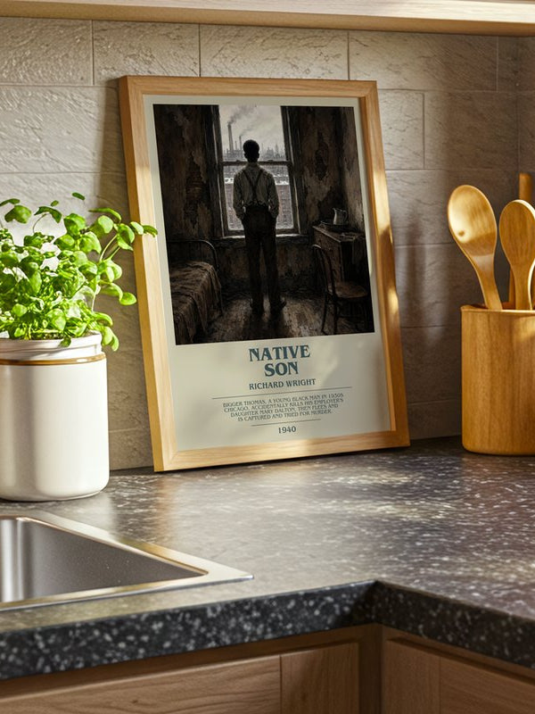 Native Son poster, framed in a room
