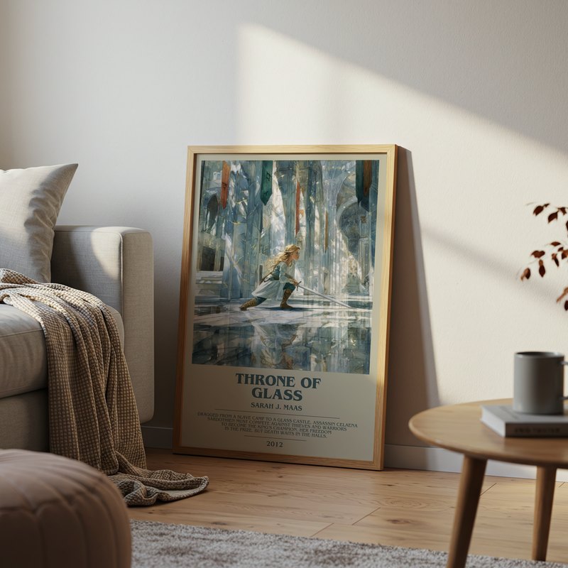 Throne Of Glass poster, framed in a room