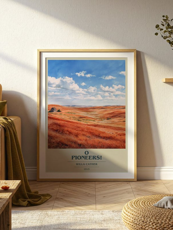 O Pioneers! poster, framed in a room