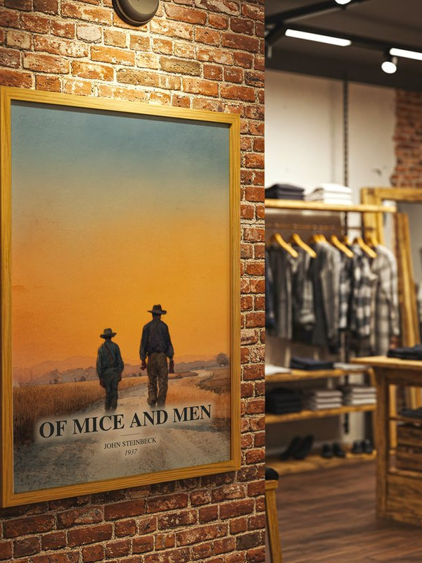 Of Mice And Men poster, framed in a room