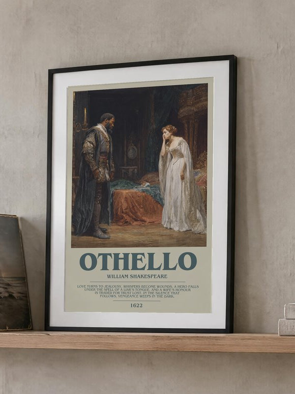 Othello poster, framed in a room