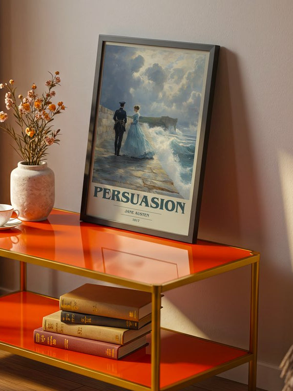 Persuasion poster, framed in a room