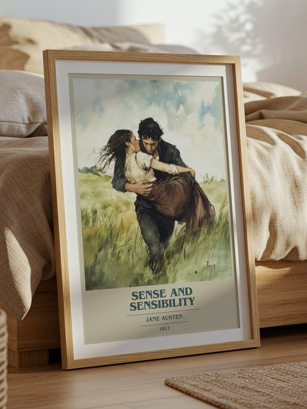 Sense And Sensibility poster, framed in a room
