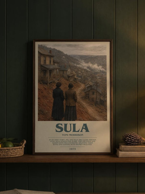 Sula poster, framed in a room