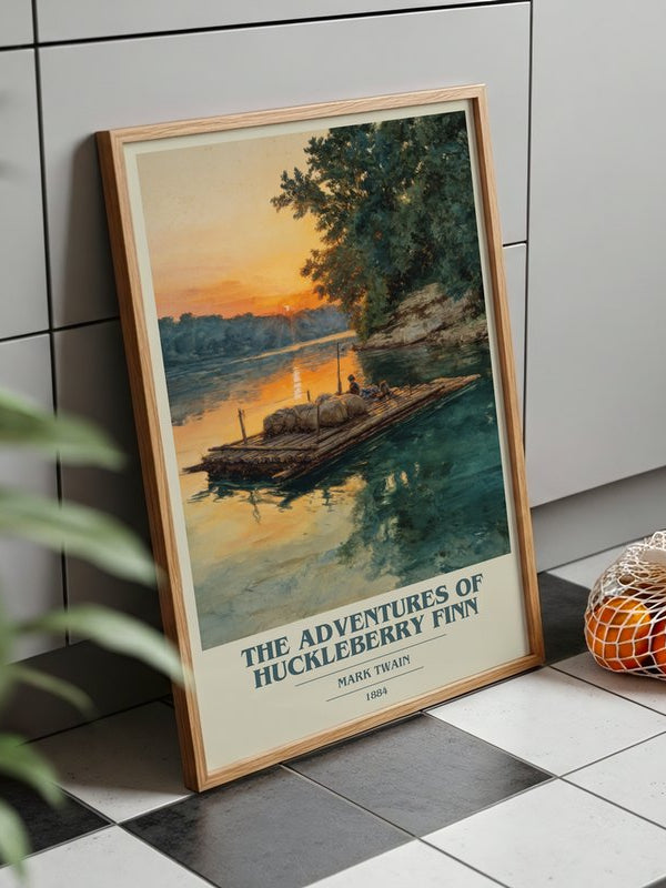 The Adventures Of Huckleberry Finn poster, framed in a room