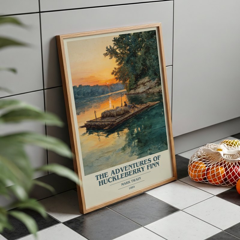 The Adventures Of Huckleberry Finn poster, framed in a room