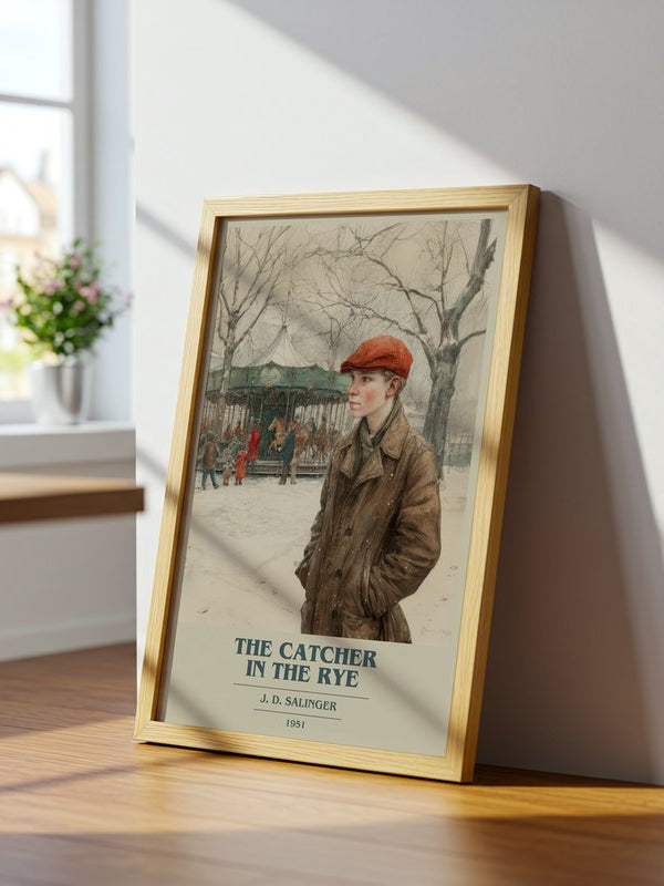 The Catcher In The Rye poster, framed in a room