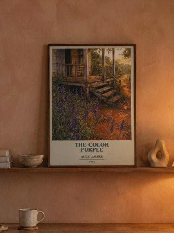 The Color Purple poster, framed in a room
