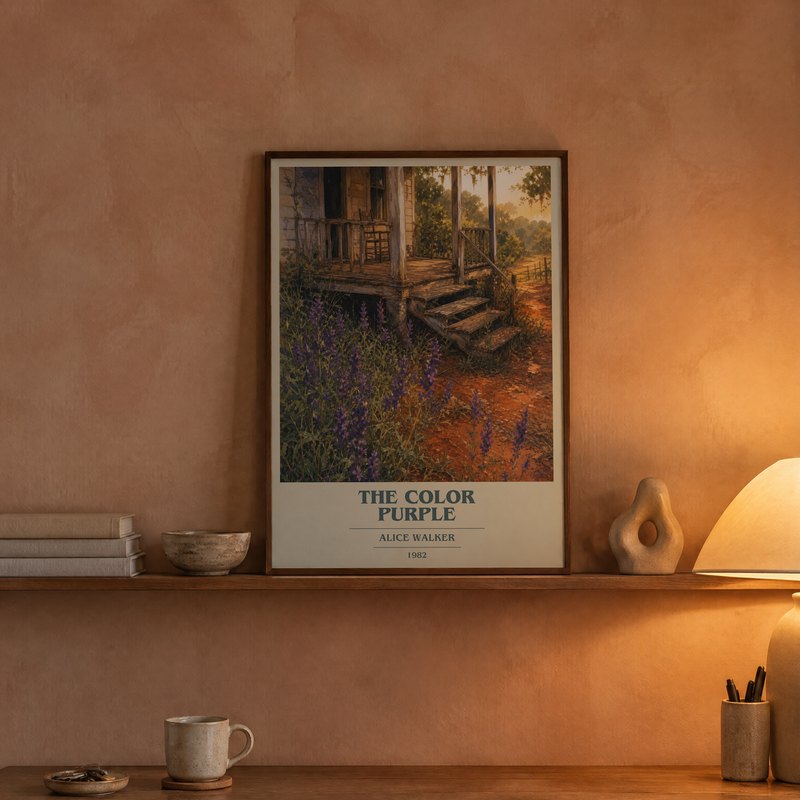 The Color Purple poster, framed in a room