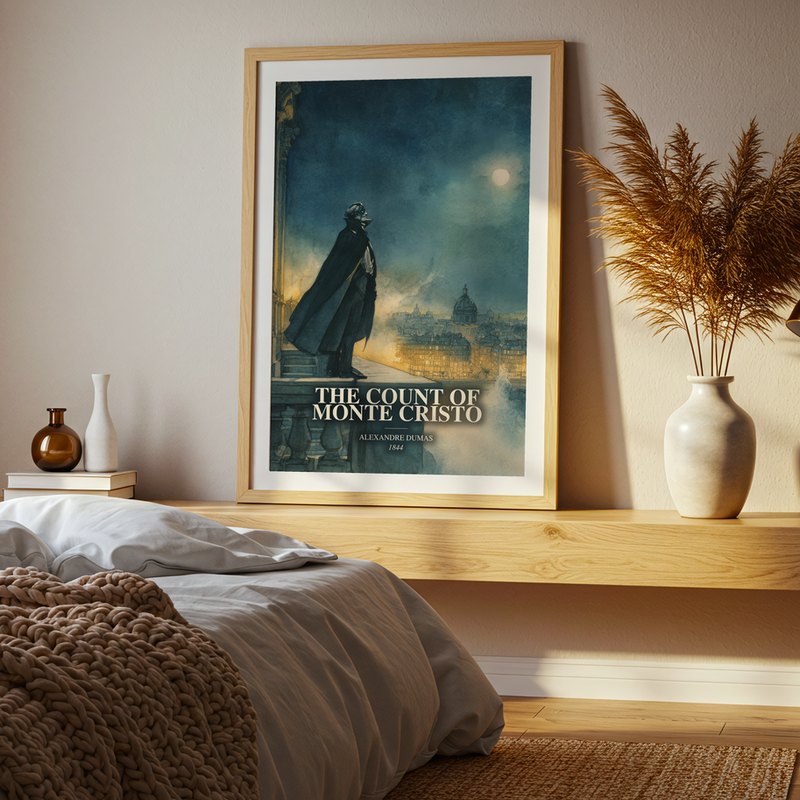 The Count Of Monte Cristo poster, framed in a room