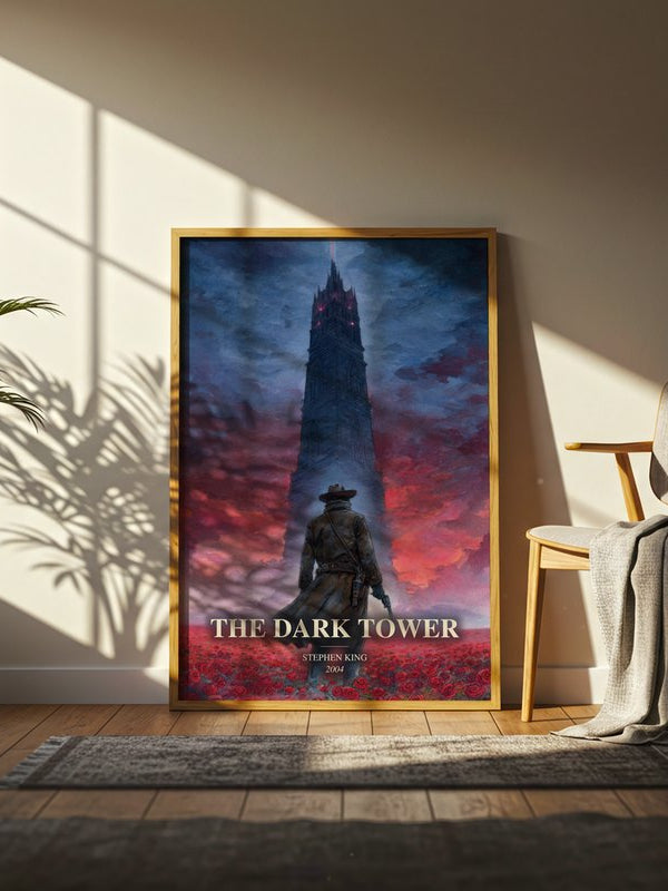 The Dark Tower poster, framed in a room