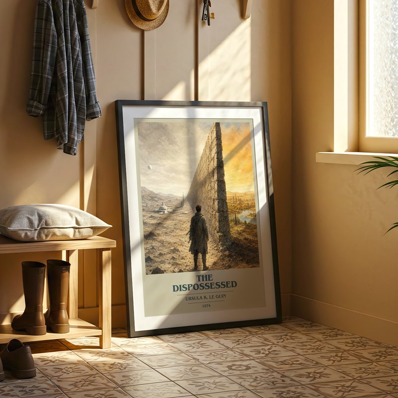 The Dispossessed poster, framed in a room