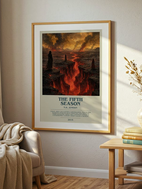 The Fifth Season poster, framed in a room