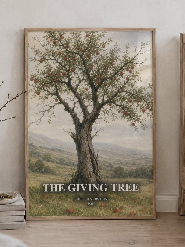 The Giving Tree poster, framed in a room