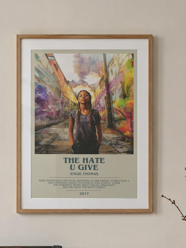 The Hate U Give poster, framed in a room