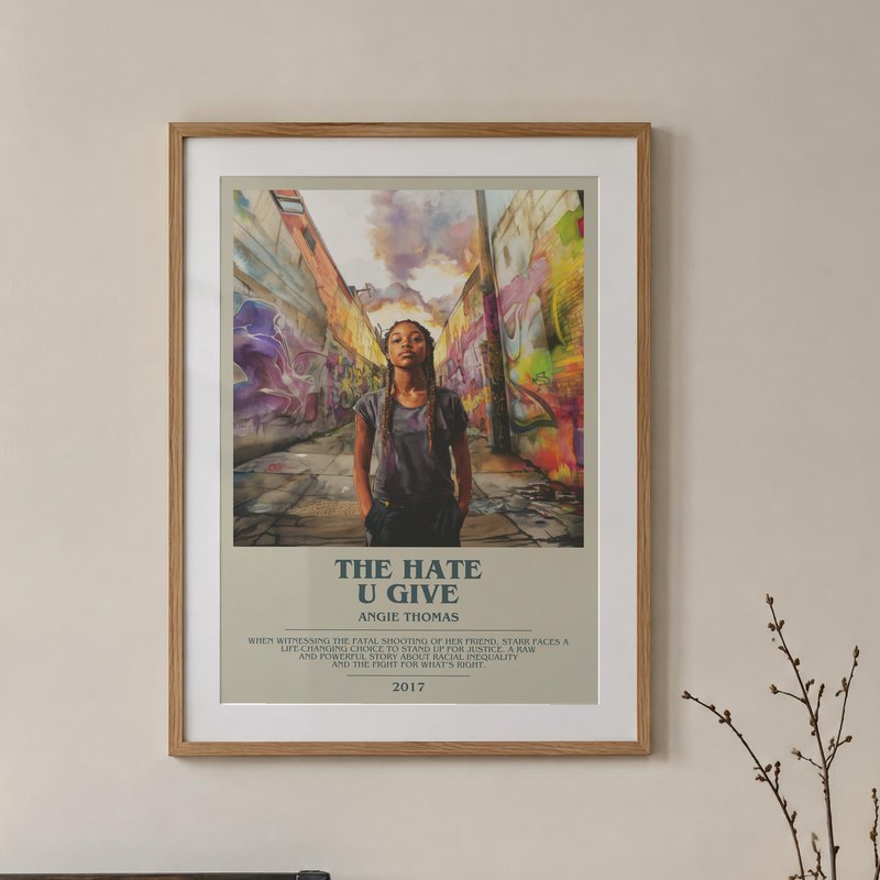 The Hate U Give poster, framed in a room