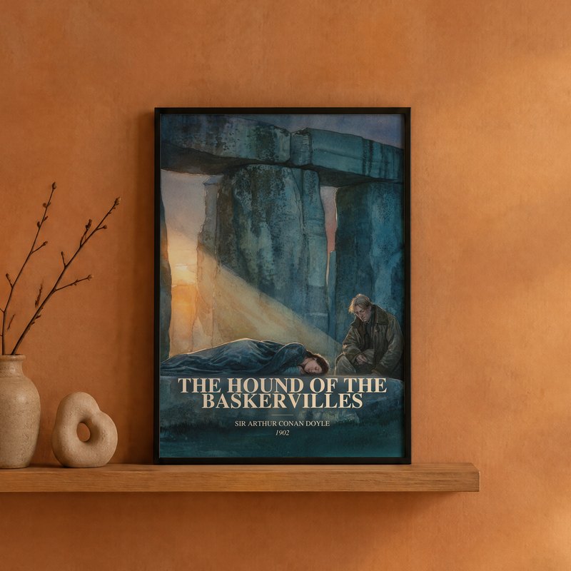 The Hound Of The Baskervilles poster, framed in a room
