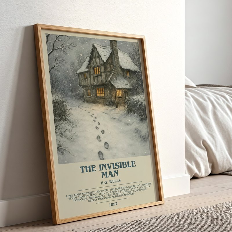 The Invisible Man poster, framed in a room