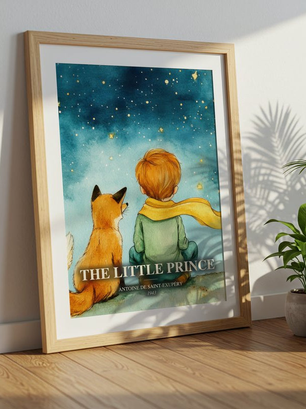 The Little Prince poster, framed in a room