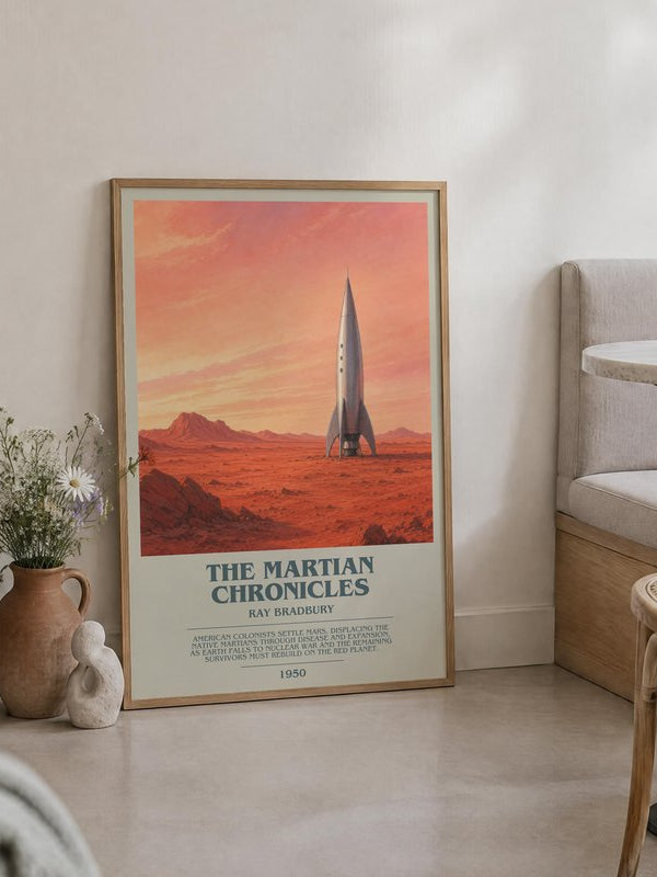 The Martian Chronicles poster, framed in a room