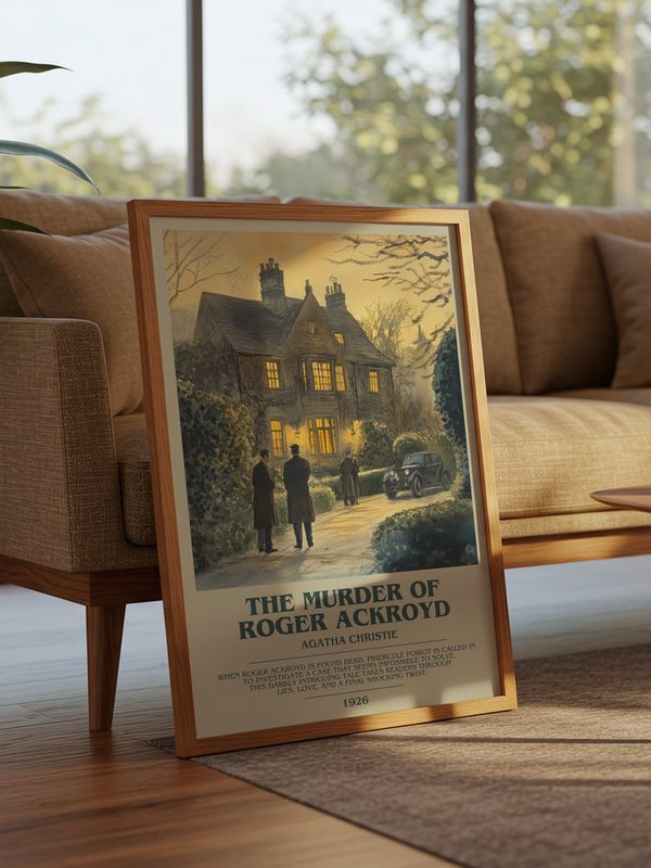 The Murder Of Roger Ackroyd poster, framed in a room