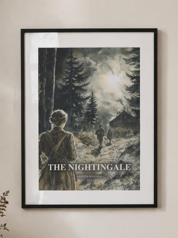 The Nightingale poster, framed in a room