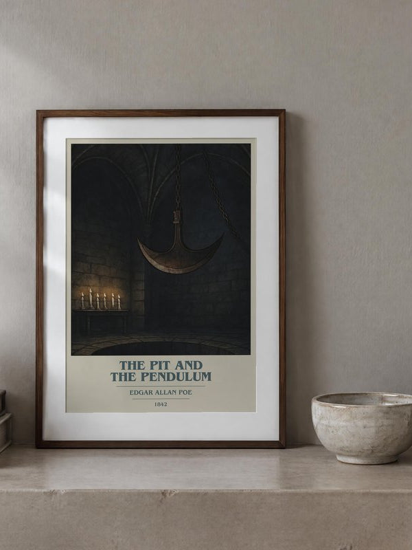 The Pit And The Pendulum poster, framed in a room