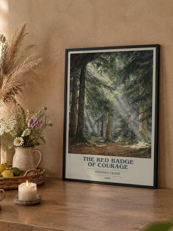 The Red Badge Of Courage poster, framed in a room