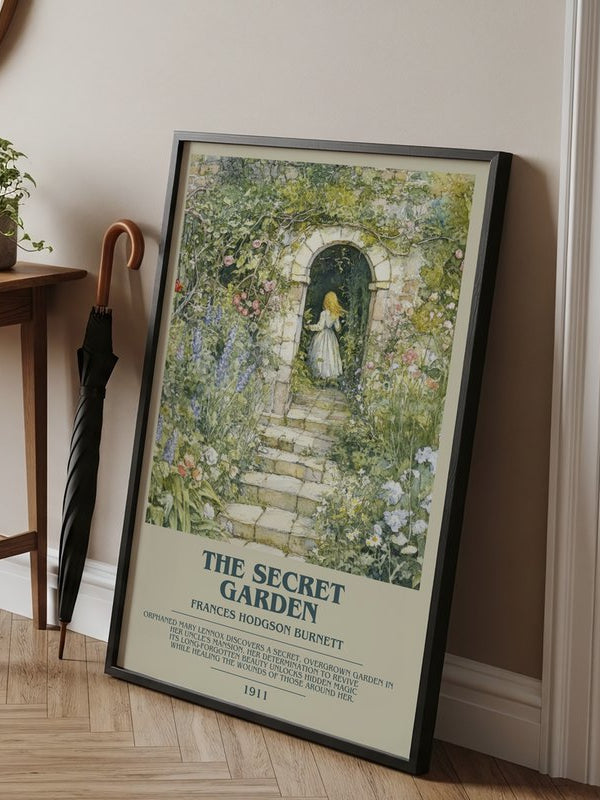 The Secret Garden poster, framed in a room