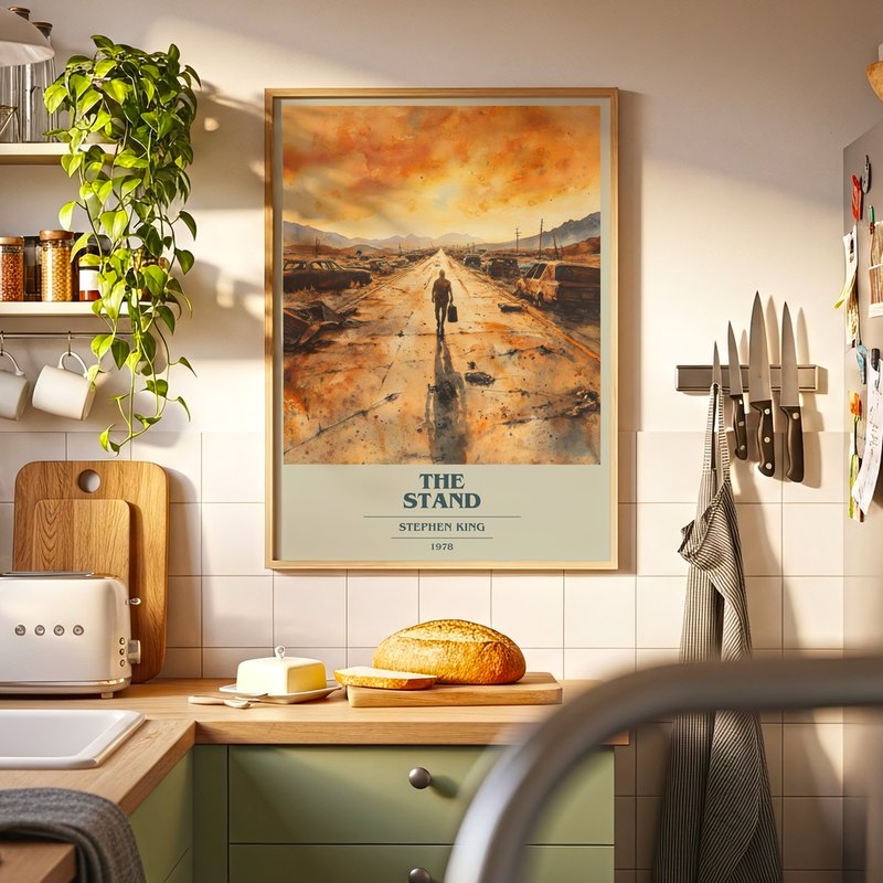 The Stand poster, framed in a room