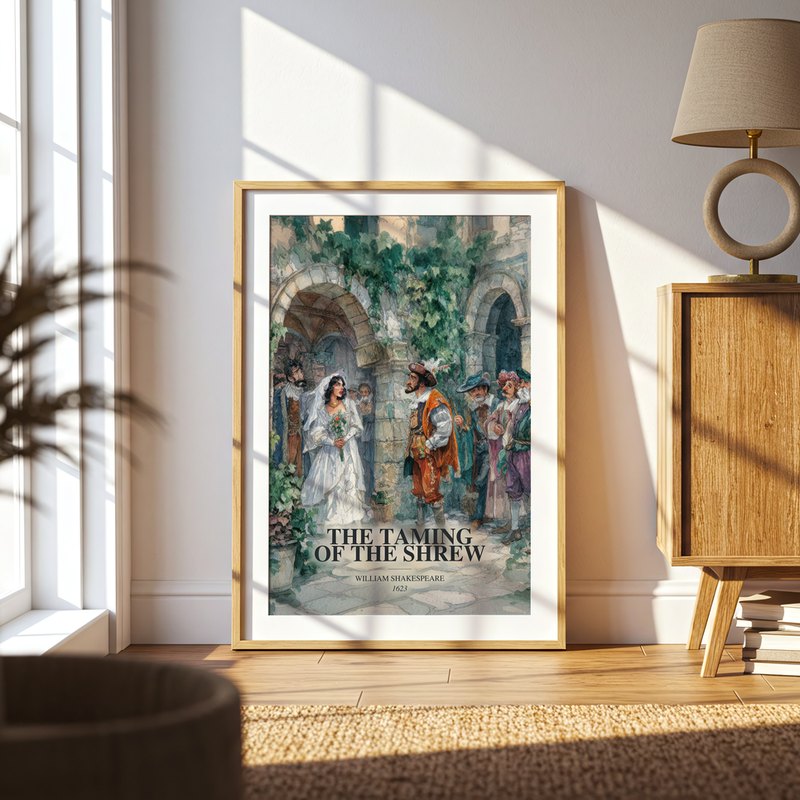 The Taming Of The Shrew poster, framed in a room