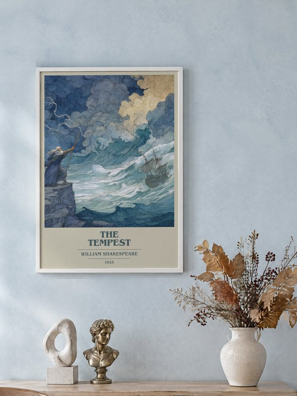 The Tempest poster, framed in a room