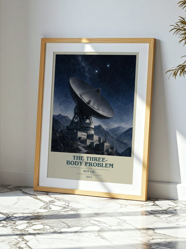 The Three-Body Problem poster, framed in a room
