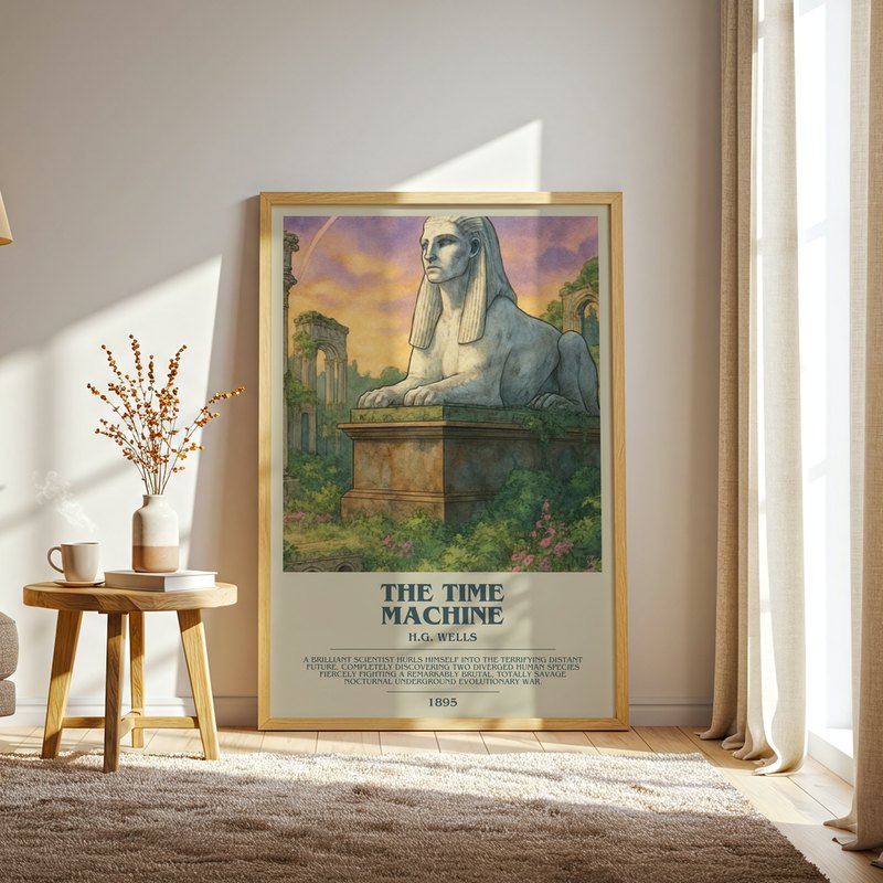 The Time Machine poster, framed in a room