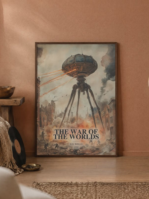 The War Of The Worlds poster, framed in a room