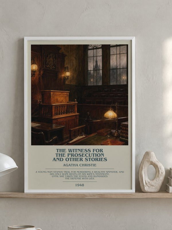 The Witness For The Prosecution And Other Stories poster, framed in a room