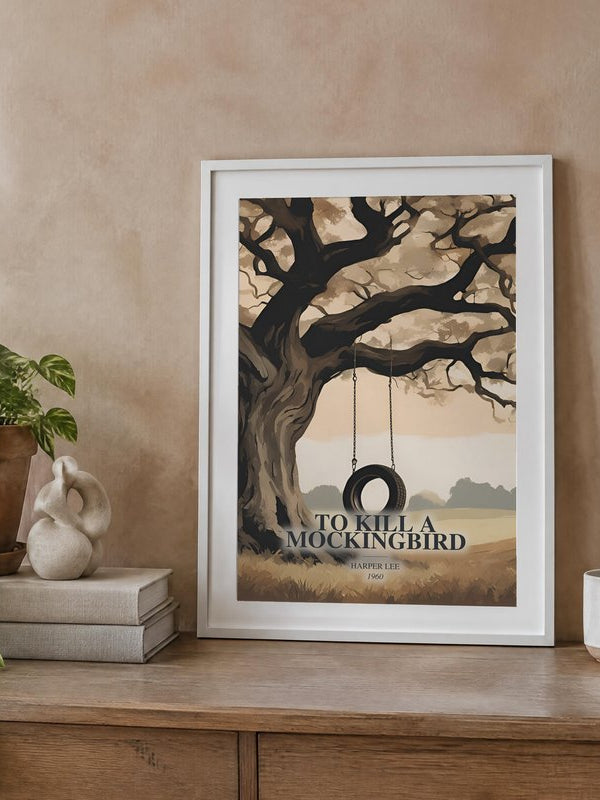 To Kill A Mockingbird poster, framed in a room