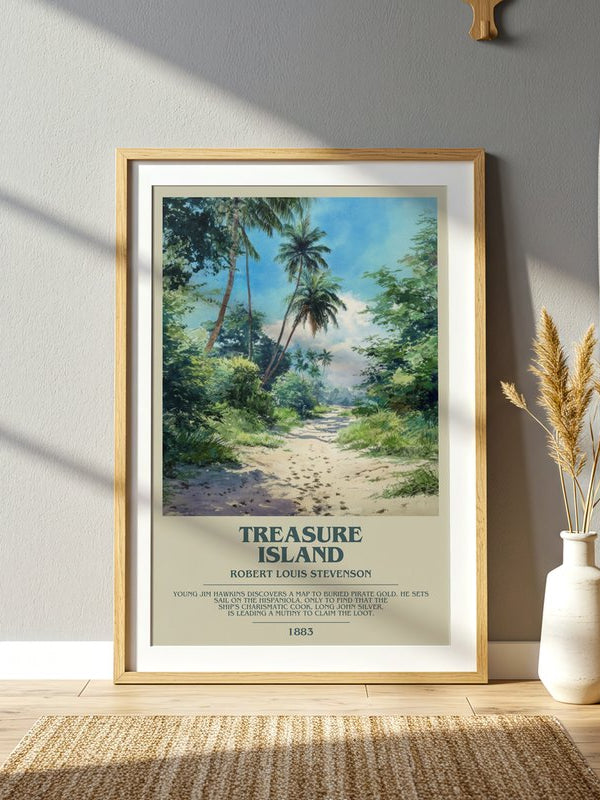 Treasure Island poster, framed in a room