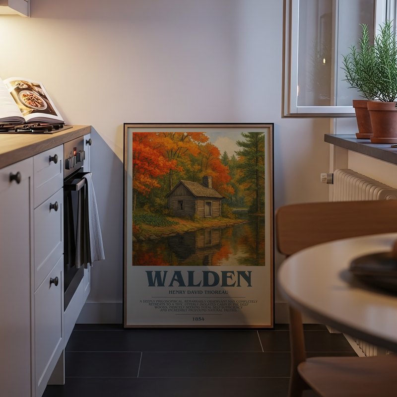 Walden poster, framed in a room