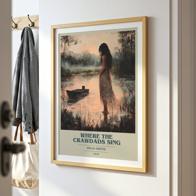 Where The Crawdads Sing poster, framed in a room