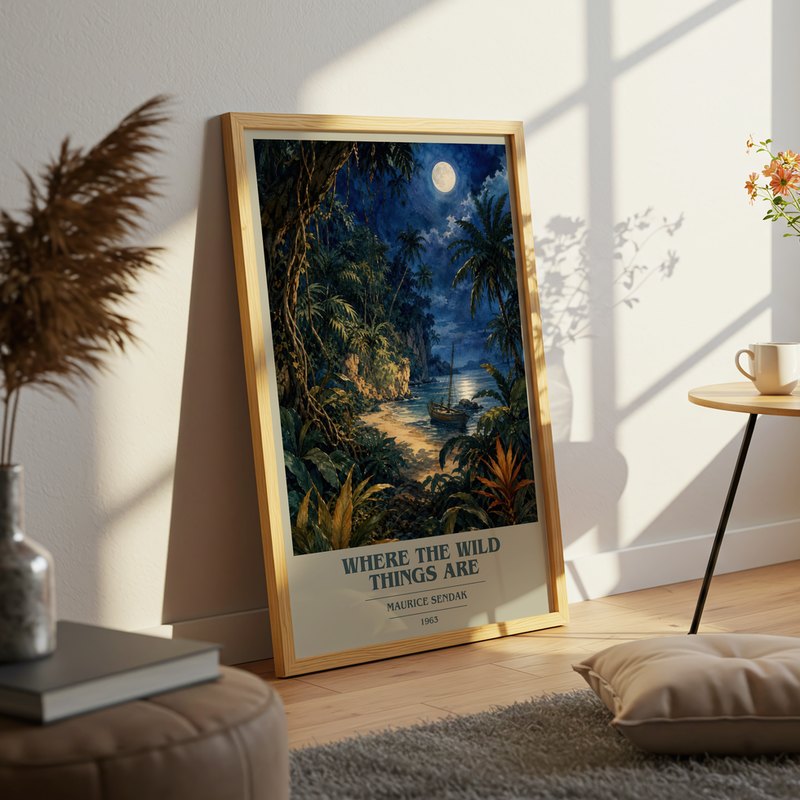 Where the Wild Things Are poster, framed in a room