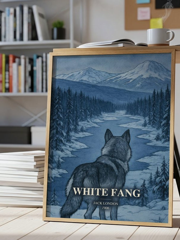White Fang poster, framed in a room