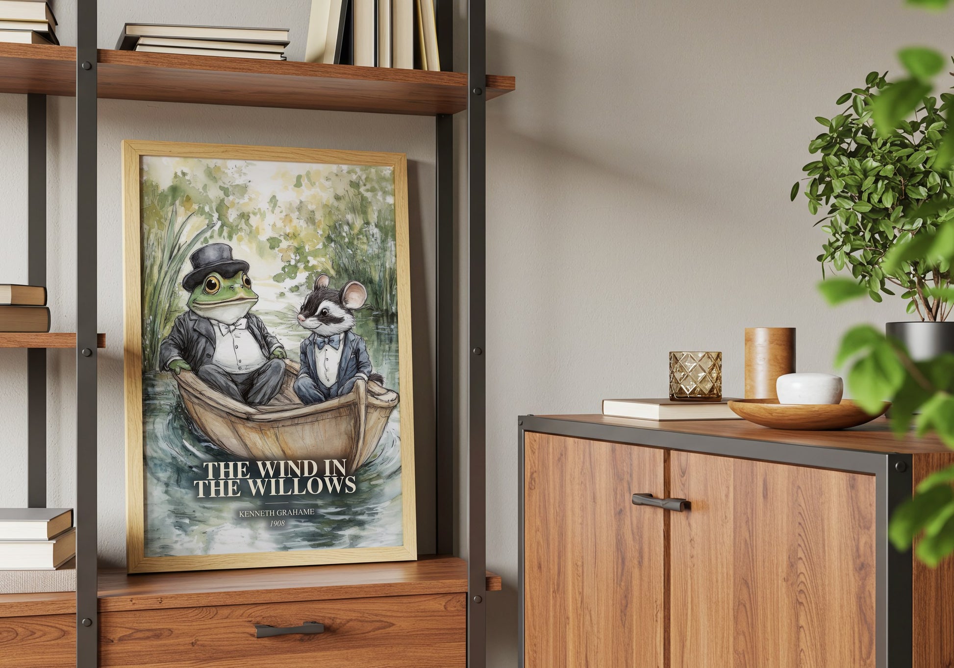 The Wind In The Willows book watercolour illustration paper finish options – matte satin gloss