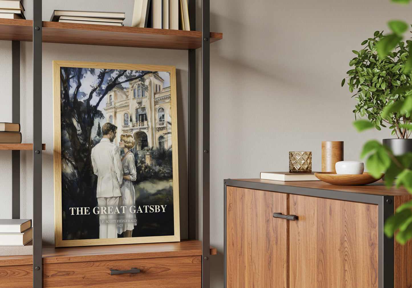 The Great Gatsby book watercolour illustration paper finish options – matte satin gloss