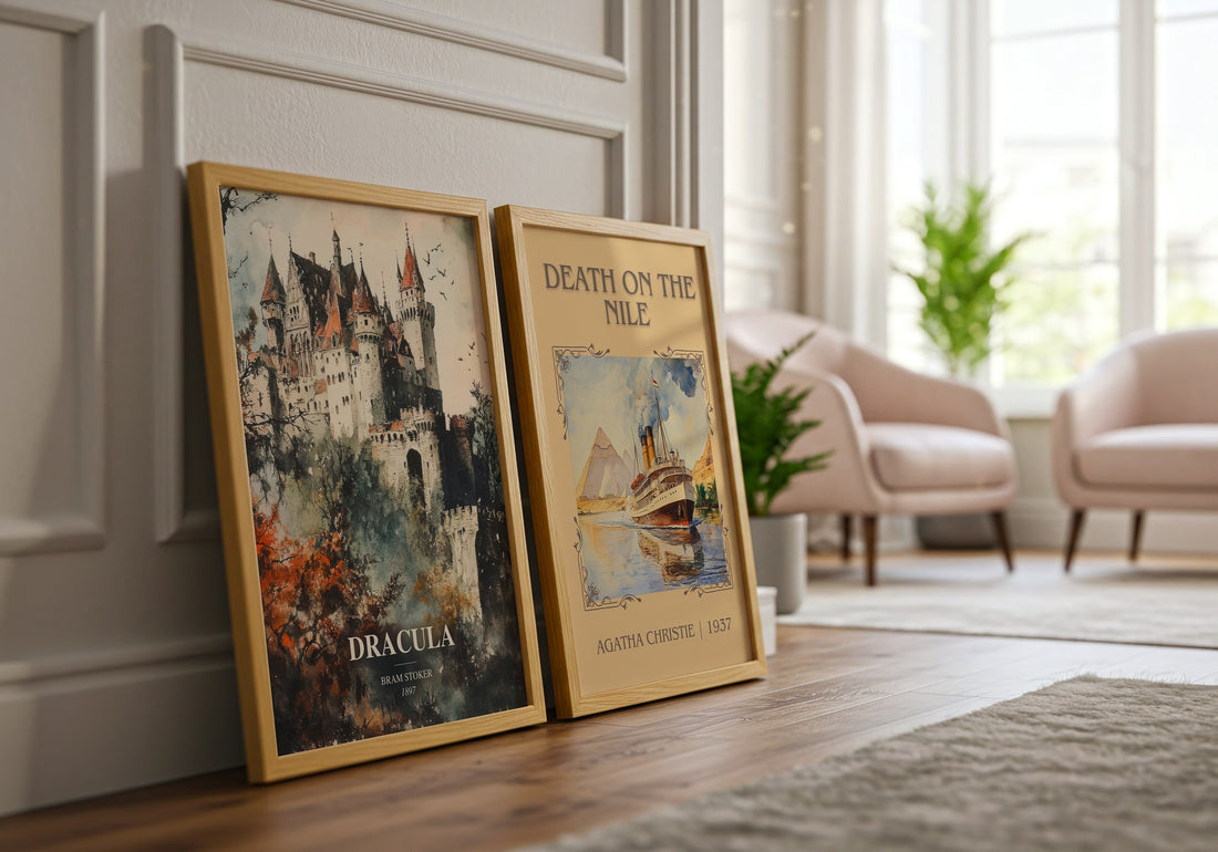 Dracula watercolour print framed by window – literary home decor