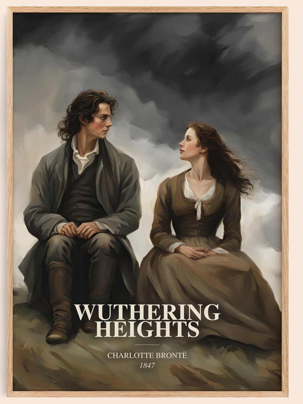 Wuthering Heights watercolour book poster by Charlotte Brontë – framed literary art print