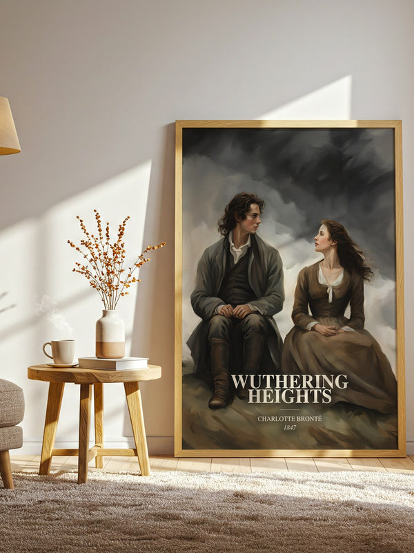 Wuthering Heights watercolour print in frame leaning in hallway – gothic wall art