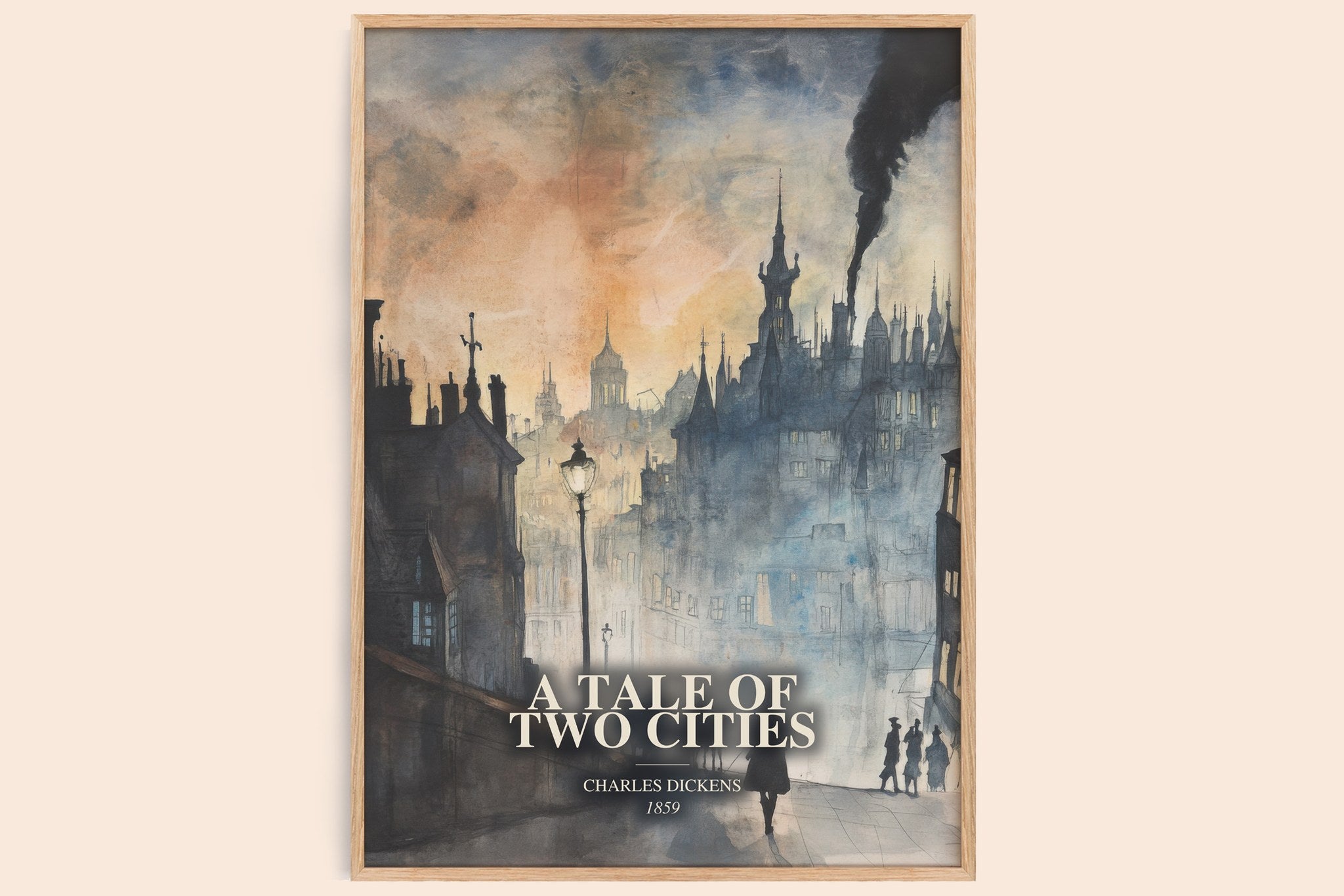 A Tale Of Two Cities Book Watercolour Illustration by Charles Dickens